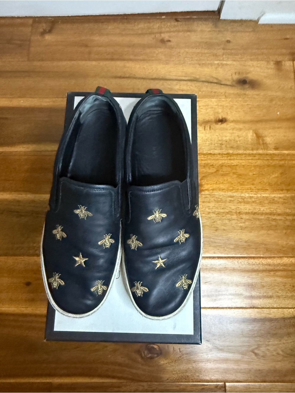 Gucci Leather Slip-On Sneakers Men's Authentic Sz 10 - Picture 2 of 9